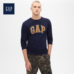 Gap男装Logo徽标圆领纯棉长袖T恤