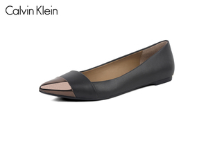 Calvin Klein美国代购女鞋 CK时尚拼色通勤尖头浅口单鞋