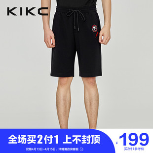 kikc针织短裤男夏季新款黑色时尚