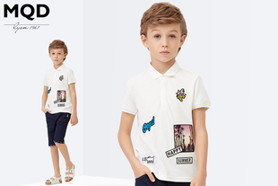 MQD童装2016新款男童短袖t恤中大童半袖polo衫儿童翻领印