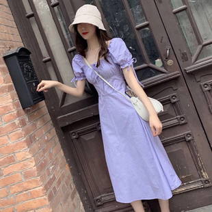 夏装2020年新款紫色连衣裙大码微胖