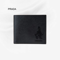Prada男士经典时尚短款折叠钱包