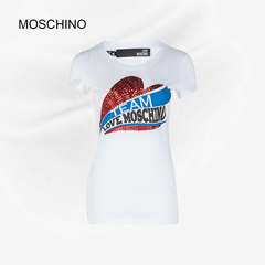 moschino/莫斯奇诺爱心亮片短袖T恤