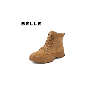 BELLE/百丽冬商场同款女工装靴皮短