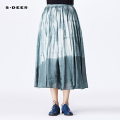 sdeer2019春装氤氲水色晕染半身裙