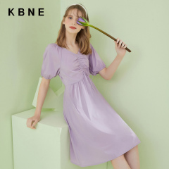 紫色连衣裙女2020新款长裙复古冷淡