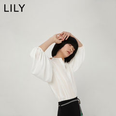 lily复古绣花雪纺衫
