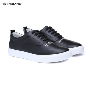 trendiano牛皮字母系带低帮板鞋