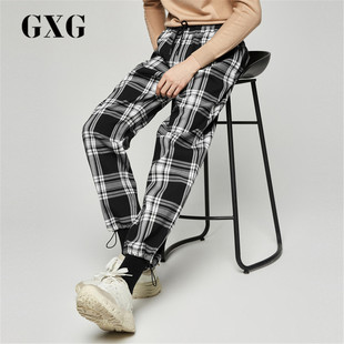 GXG男装2019冬季新款黑白潮牌格纹
