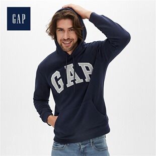 Gap男装时尚logo连帽卫衣