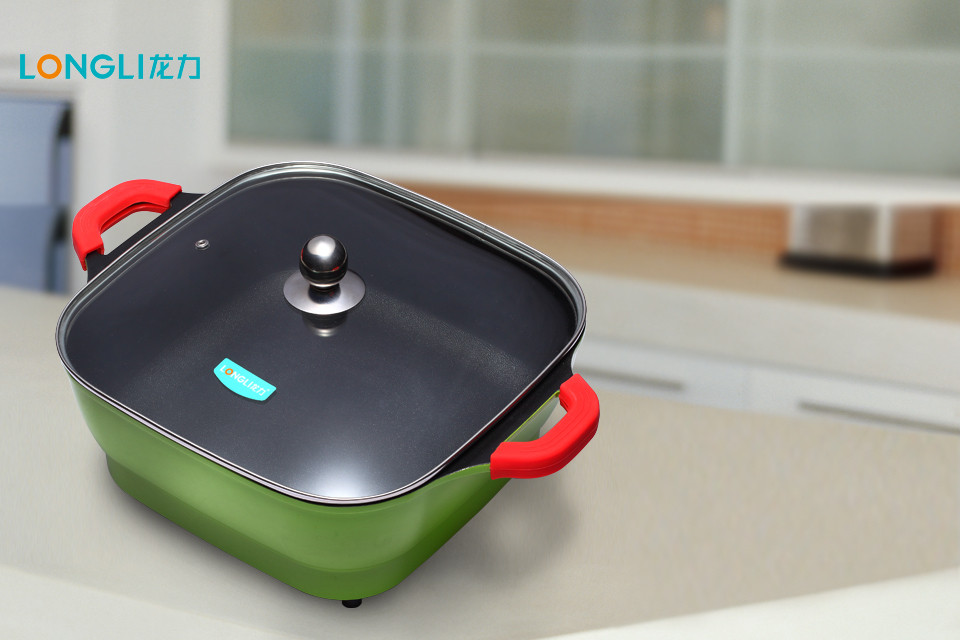 [龙力]龙力韩式多功能电热锅 加厚电炒锅养生锅火锅烧烤(每个id限购5