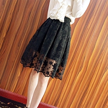 Mid length skirt, spring and Autumn New Korean version, high waist, pengpeng, mesh, lace, embroidery short