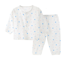 宝宝内衣套装纯棉 儿童睡衣夏季开衫长袖纱布衣服 婴