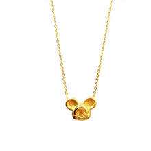 18K golden Mickey Mouse Necklace colorless female simple temperament light luxury clavicle chain advanced