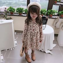 2019 spring and autumn new girl baby countryside lace stand collar dress children Mei