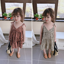 2019 summer children's leopard print dress girl baby suspender skirt girls middle school children