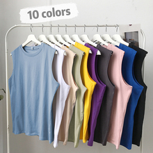 Summer trend men's loose solid color tank top sports sleeveless T-shirt Korean casual