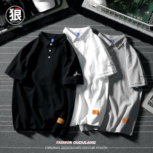 Hong Kong style short sleeve t-shirt men's casual and versatile polo shirt men's fashion brand loose trend