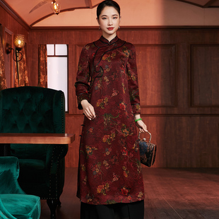 中国风复古中式香云纱连衣裙