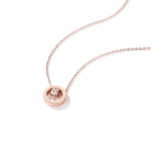 Double circle titanium steel necklace girl birthday present rose gold chain student