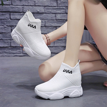 High top small white shoes women's summer ventilation 2019 new all-in-one short boots and muffin thick soles