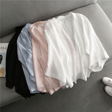 Loose air conditioning shirt Chiffon milk silk sun proof clothes women's Korean Short kimono cardigan thin