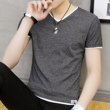 2020 new summer short sleeve T-shirt for men V-neck trend Korean fashion brand half sleeve ice silk body