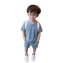 男童套装 2020夏季新款 儿童舒适短袖圆领上衣+纯色