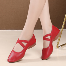 Leather square dance shoes for women red dance shoes with ox tendon soles for women soft square dance shoes