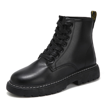 Martin boots, men's fashion, Korean version, winter Plush black army boots, high top short boots, British style