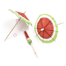 鸡尾酒西瓜图案小伞签水果签一次性创意小纸伞