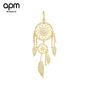 apmmonaco单只金黄色捕梦网耳环