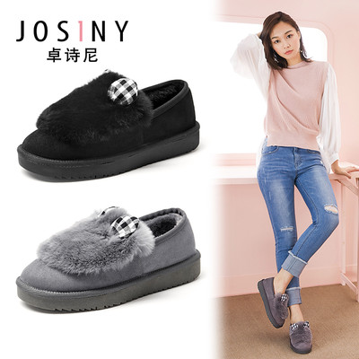 卓诗尼冬靴女冬季新款低帮棉鞋真毛