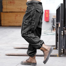 Labor protection work pants men's pure cotton thickened wear-resistant denim welding work clothes welder anti scald