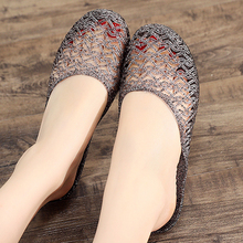 Summer crystal plastic flat bottomed soft bottomed Baotou slippers, sand beach hollow indoor