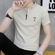 2020 summer style solid color men's short sleeve T-shirt summer polo shirt slim lead