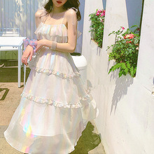 Gentle wind French girl's first love suspender dress summer white chic super Fairy