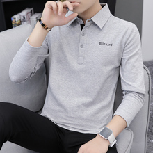 2020. T-Shirt New Korean Trend men's cotton upper garment long sleeve polo t-shirt