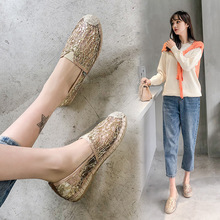 Flat sole single shoes new straw woven fisherman's shoes in spring 2019 women's one foot lazy shoes small white