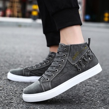 Autumn 2019 new high top board shoes for men's Korean versatile trend casual fashion shoes breathable sail