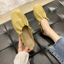Flat bottom half slipper Muller shoes show white New Baotou fold grandma shoes in spring and summer 2020