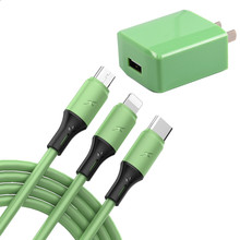 Mobile phone charging line one drag three liquid silica gel three in one data line for smart phones